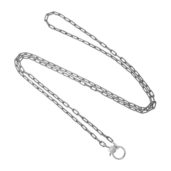 Ileana Makri Narrow Oblong Chain With Small Gold Lock SLV-W14