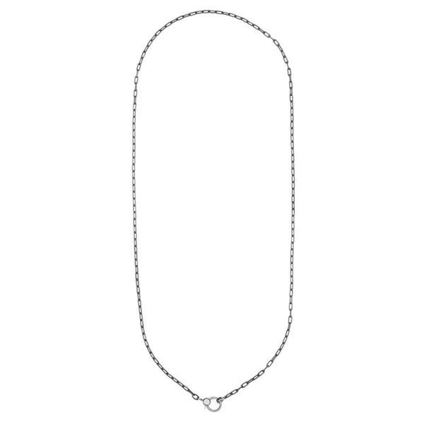 ileana makri Narrow oblong chain with small gold lock SLV-W14
