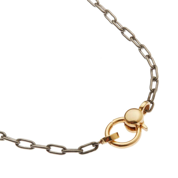 Ileana Makri Narrow Oblong Chain With Small Gold Lock SLV-Y14