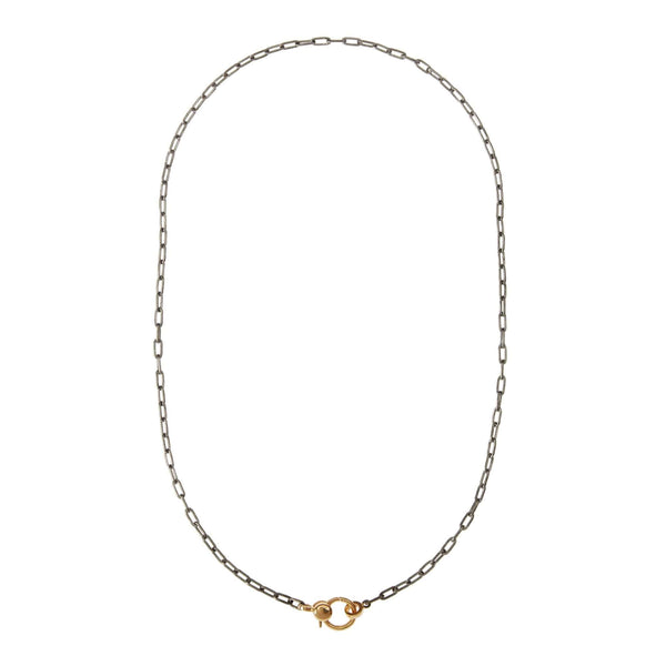 ileana makri Narrow oblong chain with small gold lock SLV-Y14
