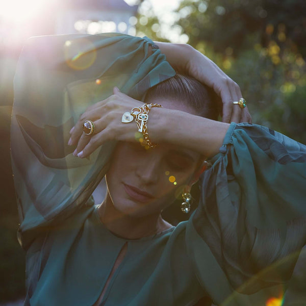 Ileana Makri Protection Key Diamond Lock Chain Bracelet