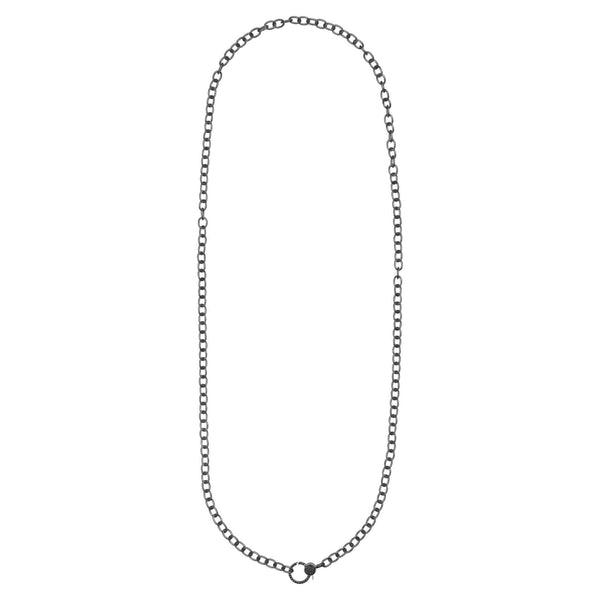 ileana makri Round link chain large diamond lock SLV-W14-BD