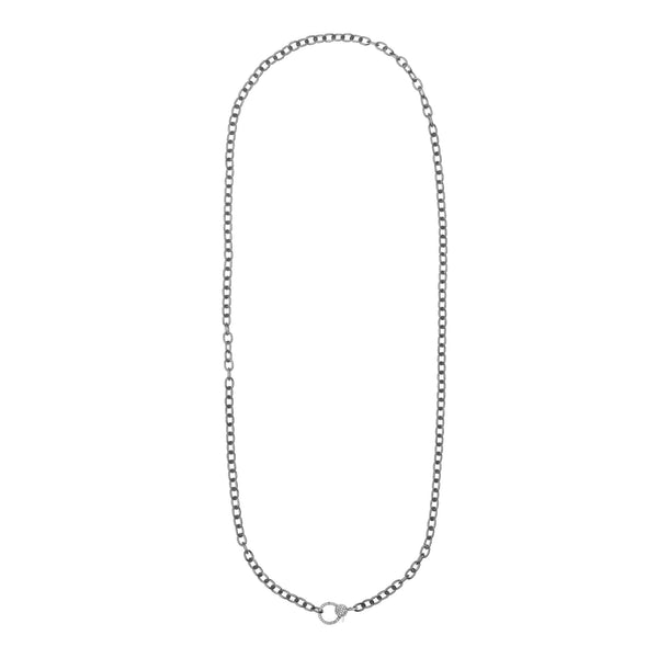ileana makri Round link chain large diamond lock SLV-W14-D