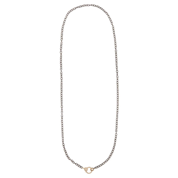 ileana makri Round link chain large diamond lock SLV-Y14-D
