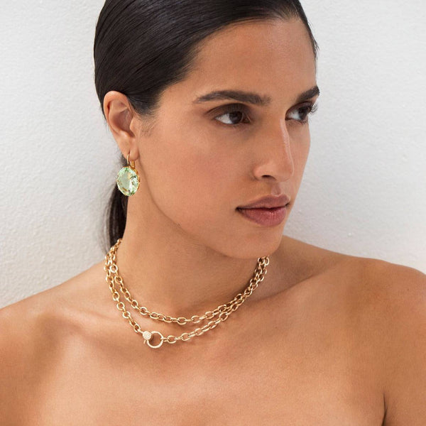 Ileana Makri Round Link Chain Large Diamond Lock Y14-D (80cm)