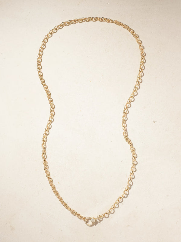 Ileana Makri Round Link Chain Large Diamond Lock Y14-D (80cm)