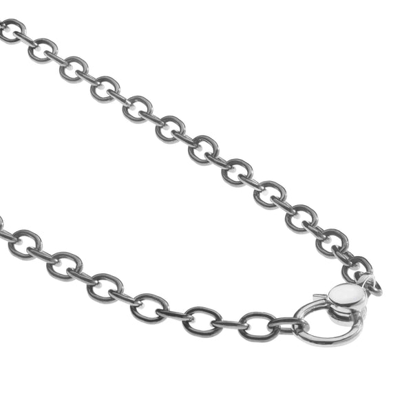 Ileana Makri Round Link Chain Large Gold Lock SLV-W14