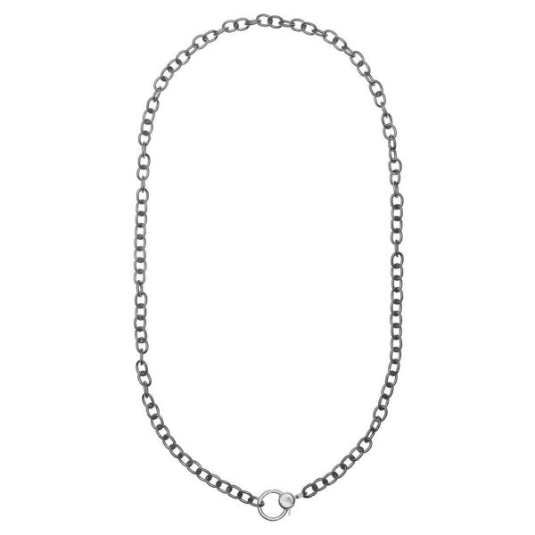 ileana makri Round link chain large gold lock SLV-W14