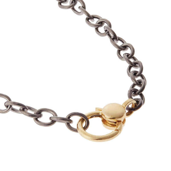 Ileana Makri Round Link Chain Large Gold Lock SLV-Y14