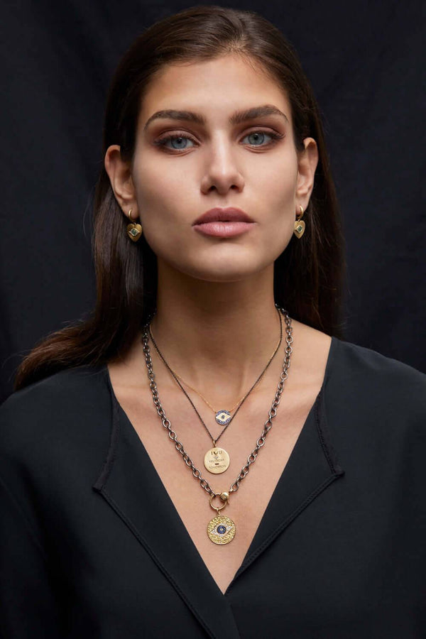 Ileana Makri Round Link Chain Large Gold Lock SLV-Y14