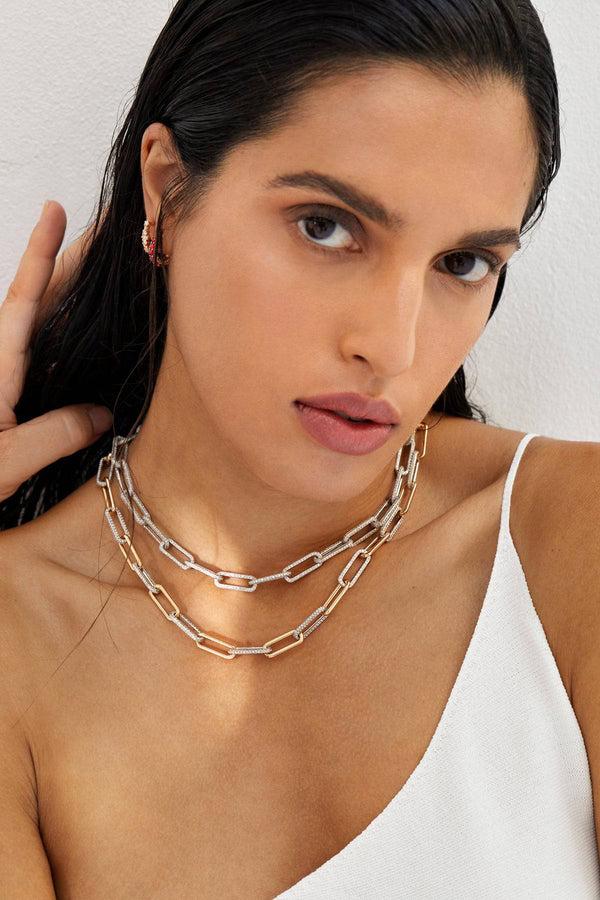 Ileana Makri Seamless Oblong Single Diamond Link Necklace