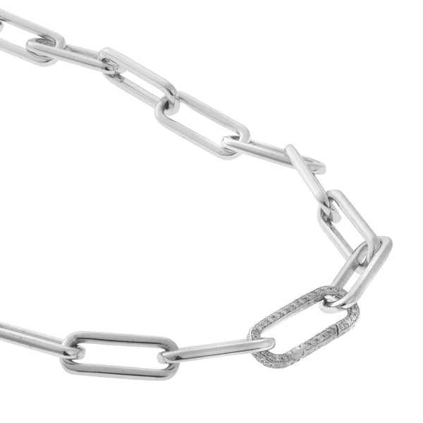 Ileana Makri Seamless Oblong Single Diamond Link Necklace
