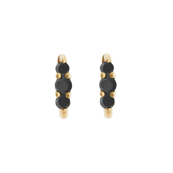 ileana makri Small Oval Hoops 3 Black Diamond Rivulet