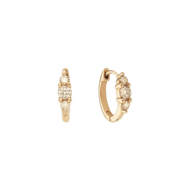 Ileana Makri Small Oval Hoops 3 Champagne Diamond Rivulet