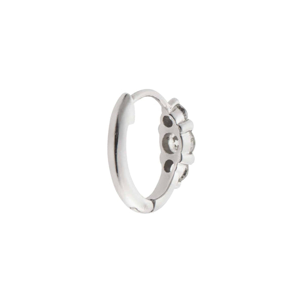 Ileana Makri Small Oval Hoops 3 White Diamond Rivulet