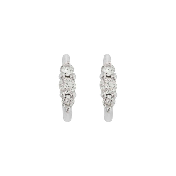 ileana makri Small Oval Hoops 3 White Diamond Rivulet