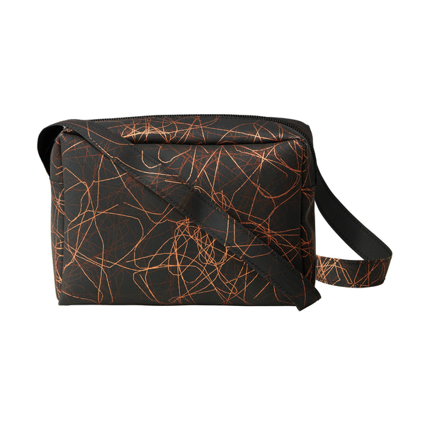 Ileana Makri Small Zip Bag Strap Metallic Threads Bronze On Black