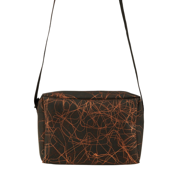 Ileana Makri Small Zip Bag Strap Metallic Threads Bronze On Black