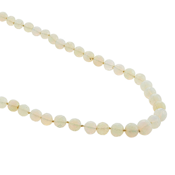 Ileana Makri White Faceted Round Opal Beaded Necklace 217 (40cm)
