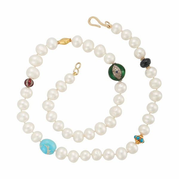 Ileana Makri White Pearl Globe Beaded Necklace 81 (45cm)
