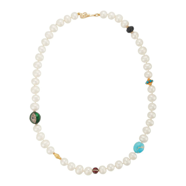 ileana makri White Pearl Globe Beaded Necklace 81 (45cm)