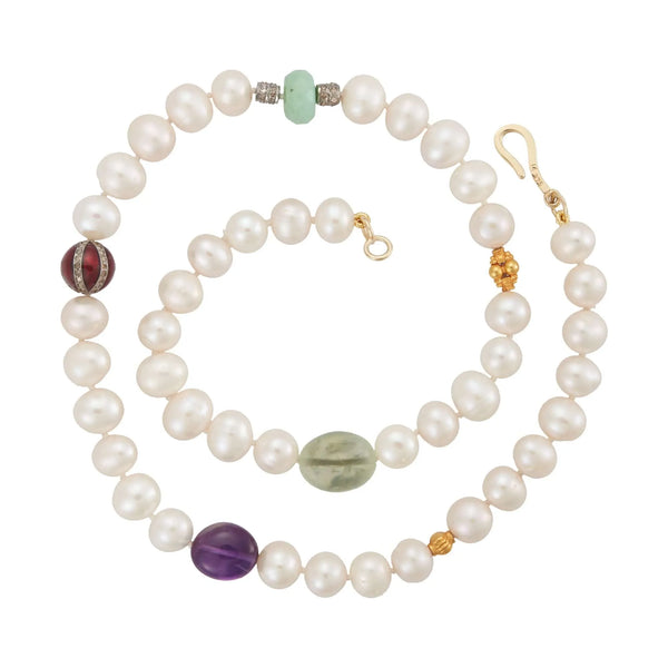 Ileana Makri White Pearl Globe Beaded Necklace 82 (45cm)