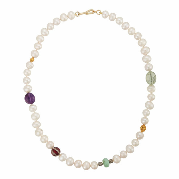 ileana makri White Pearl Globe Beaded Necklace 82 (45cm)