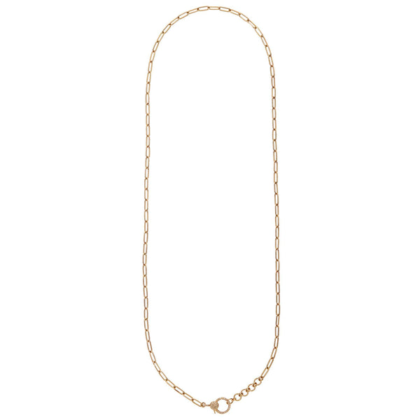 Ileana Makri Wide Oblong Chain With Large Diamond Lock