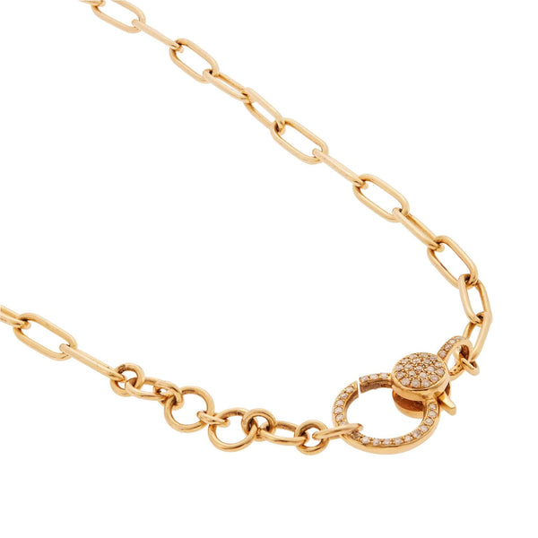 Ileana Makri Wide Oblong Chain With Large Diamond Lock