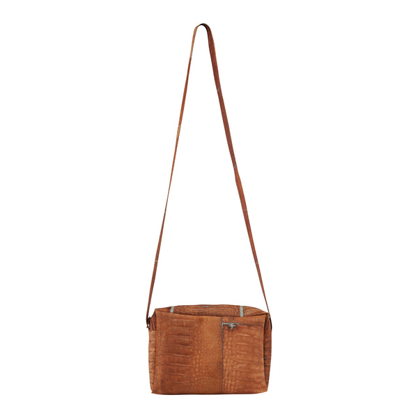 ileana makri Zip Bag with Strap Raw Leather Caramel