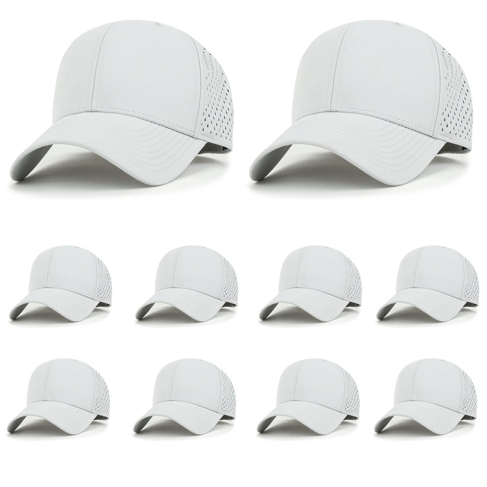 ililily ililily 10 Bulk Pack Blank Six Panel Basic Baseball Cap Laser Cut Hole Back Hat