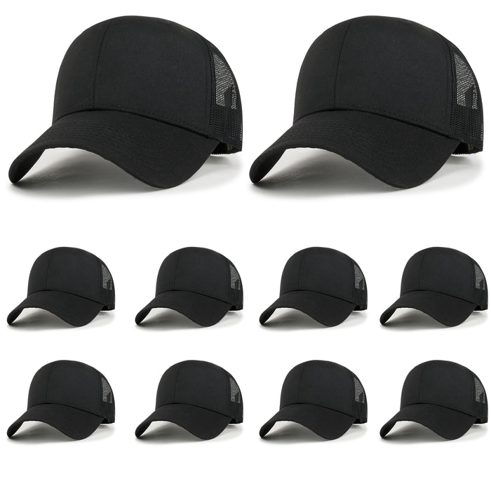 ililily ililily 10 Bulk Pack Blank Six Panel Mesh Back Baseball Cap Basic Trucker Hat