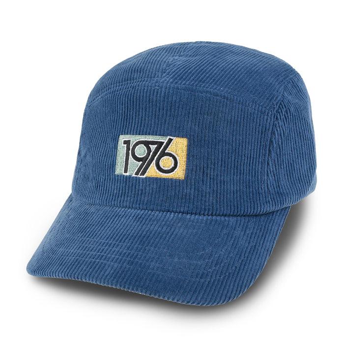 Ililily Ililily 1976 Embroidered Panel Camp Hat Solid Color Cotton Corduroy Cadet Cap