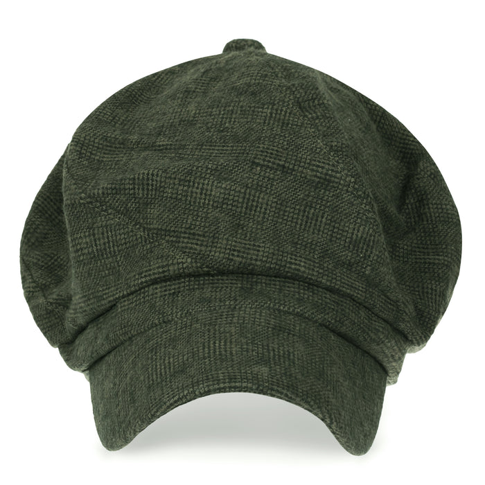 Ililily Ililily 6-Pannel District Check Newsboy Cabbie Cap Wool Duck Bill Hunting Hat