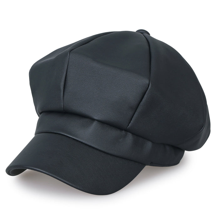 Ililily Ililily 8-Panel Solid Color Newsboy Cabbie Cap Duck Bill Flat Hunting Hat