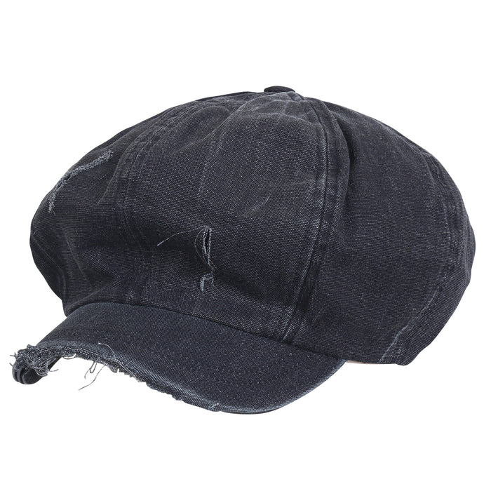 Ililily Ililily 8-Panel Vintage Distressed Cotton Newsboy Cabbie Flat Hunting Hat