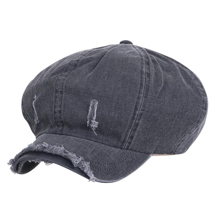 ililily ililily 8-Panel Vintage Distressed Cotton Newsboy Cabbie Flat Hunting Hat