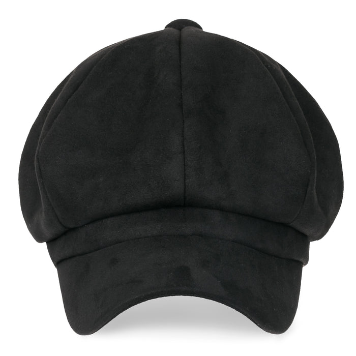 Ililily Ililily 8-Pannel Solid Color Newsboy Cabbie Cap Suede Duck Bill Flat Hunting Hat