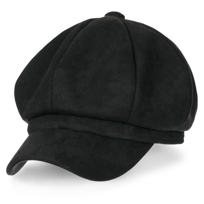 ililily ililily 8-Pannel Solid Color Newsboy Cabbie Cap Suede Duck Bill Flat Hunting Hat