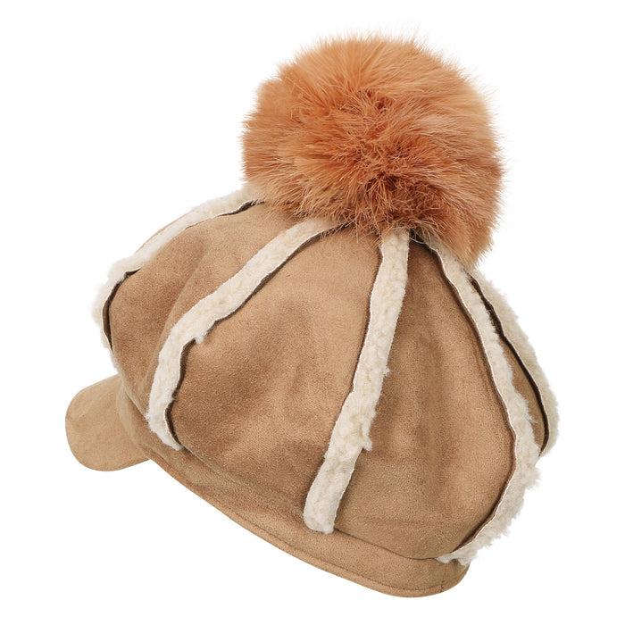 Ililily Ililily 8-Pannel Solid Color Newsboy Cabbie Cap Suede Duck Bill Flat Hunting Hat