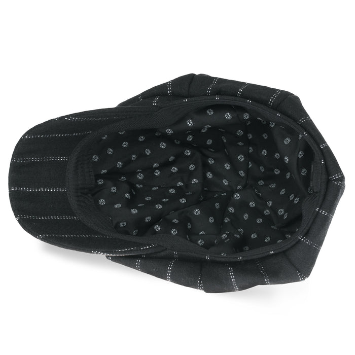 Ililily Ililily 8-Pannel Wool-Blend Newsboy Cabbie Cap Stripe Duck Bill Flat Hunting Hat