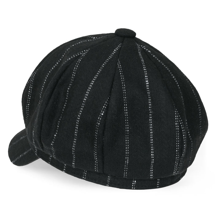 Ililily Ililily 8-Pannel Wool-Blend Newsboy Cabbie Cap Stripe Duck Bill Flat Hunting Hat