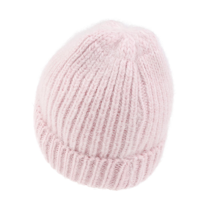 Ililily Ililily Angora Blended Color Fold Over Short Beanie Ribbed Knit Winter Hat