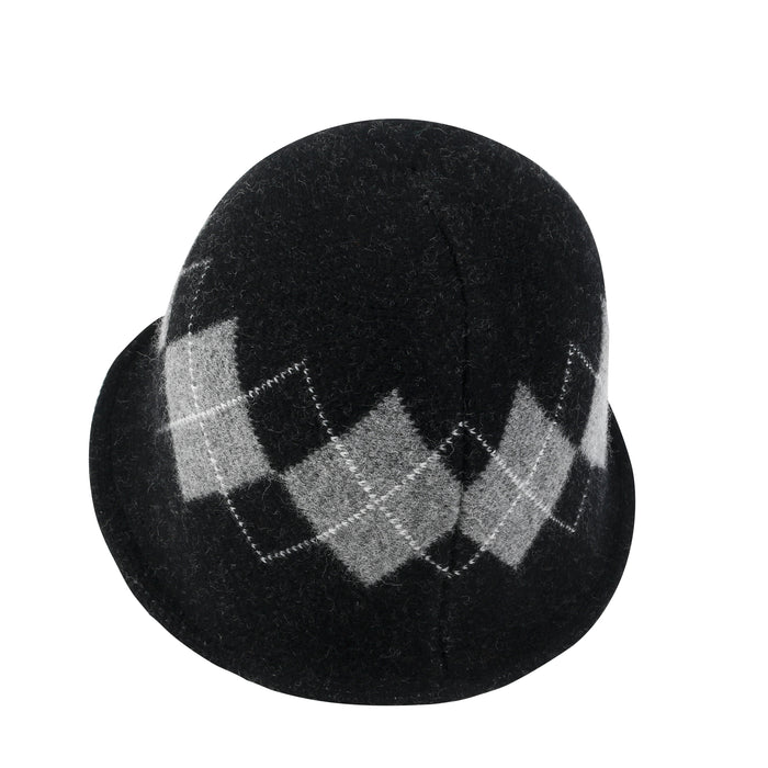 Ililily Ililily Argyle Pattern Knitted Wool Blended Fedora Crochet Winter Bucket Hat
