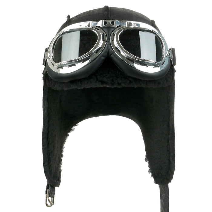 Ililily Ililily Aviator Hat Winter Snowboard Fur Ear Flaps Trooper Trapper Pilot Goggles