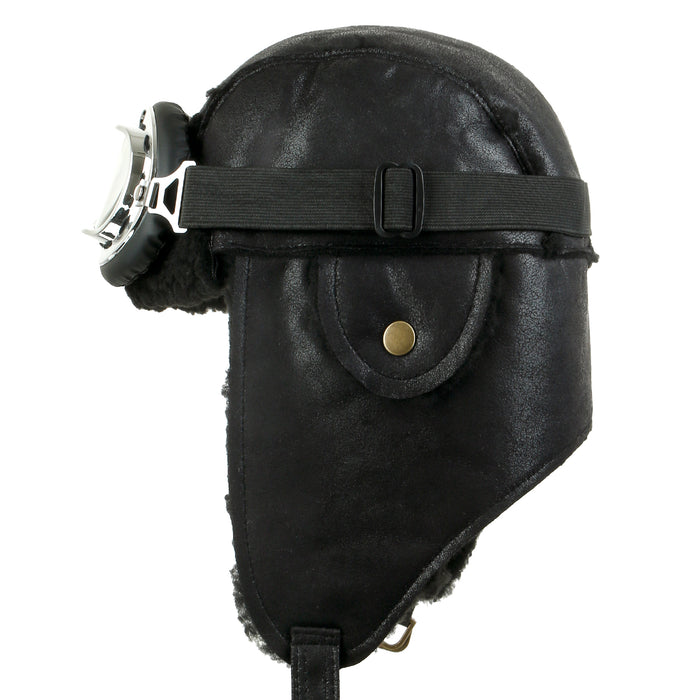 Ililily Ililily Aviator Hat Winter Snowboard Fur Ear Flaps Trooper Trapper Pilot Goggles