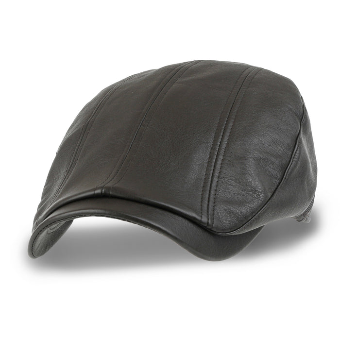 Ililily Ililily Basic Color Gatsby Newsboy Hat Faux Leather Cabbie Hunting Flat Cap