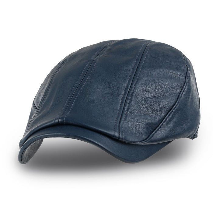 ililily ililily Basic Color Gatsby Newsboy Hat Faux Leather Cabbie Hunting Flat Cap