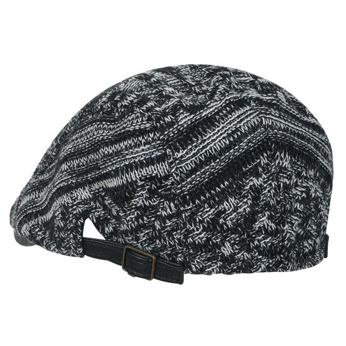 Ililily Ililily Cable Knit Vintage Newsboy Hat Faux Leather Brim Driver Hunting Flat Cap