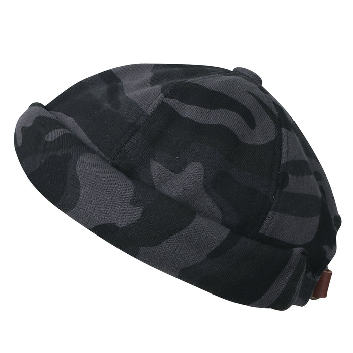 ililily ililily Camouflage Pattern Cotton Short Beanie Strap Back Soft Hat Casual Cap